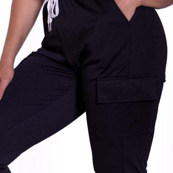 Cargo Pocket Black Joggers - Picture 6 of 9